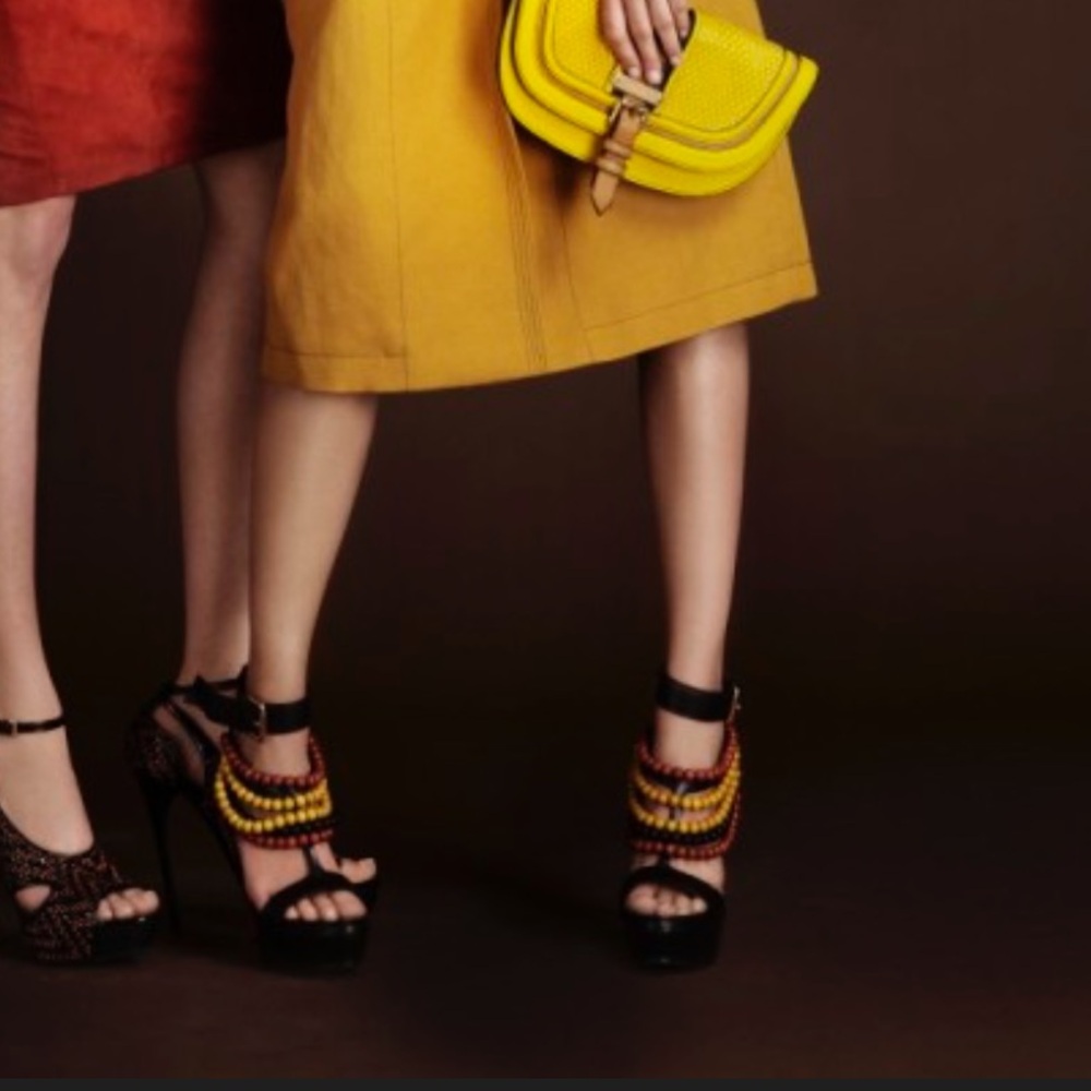 Vintage Exotic Burberry SS2012 T Strap Beaded Platform heels